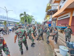 Seluruh Prajurit Kodim 1013/Mtw Bersama Perangkat Daerah Laksanakan Kerja Bakti Pembersihan Pasca Banjir